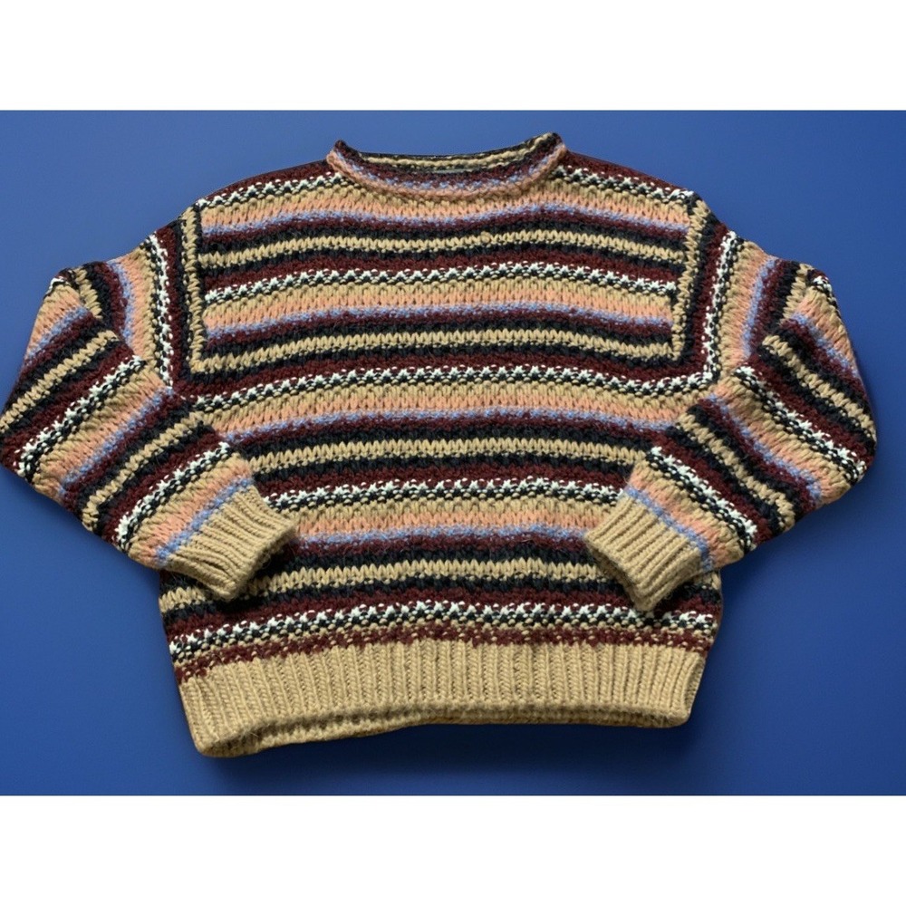 Anthropologie Elsamanda‎ Sweater Women's Small Striped Chunky Rolled Neck Wool